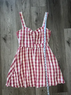 ZARA Red Gingham Checkered Sweetheart Dress Size M thumbnail 8