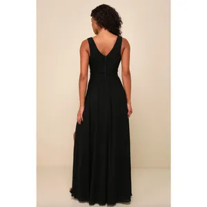 Lulus Thoughts of Hue Black Surplice Maxi Dress Chiffon Formal Evening 1X NWT thumbnail 3