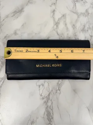 New Michael kors black gold large carryall leather wallet thumbnail 5