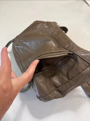 Women's Taupe faux Leather Crossbody Bag thumbnail 5
