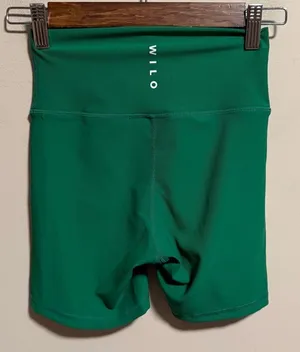 NWT Wilo The Label Emerald Green Biker Athletic Shorts- Size Small thumbnail 1