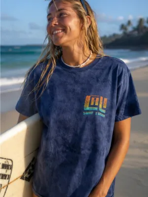 Old Navy Navy Tie-Dye Tee with Multicolor Surf Logo thumbnail 1