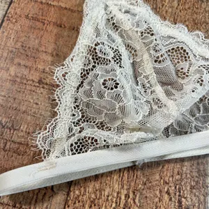 Out From Under Ivory Eyelash Lace Triangle Bralette Adjustable Boho Lingerie L thumbnail 2