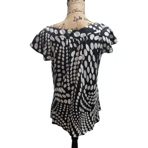 Nine West Black White Polka Dot Silk Blouse Top Women's Size‎ L thumbnail 2