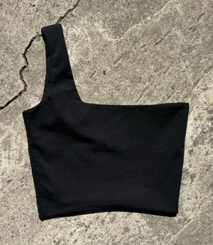 Women’s black shoulder cropped tank small thumbnail 1