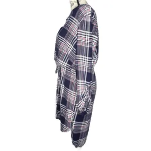 Bobbie Brooks Plus Size (1X) Roll Tab Sleeve Elastic Waist Tie Blouson Dress thumbnail 3
