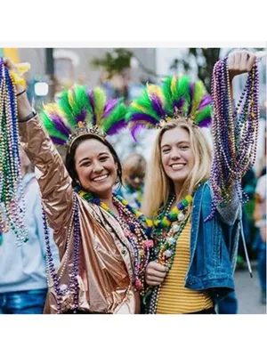 NEW Mardi Gras Headbands for Women Mask Fleur De Lis Hairband Carnival Feather thumbnail 2