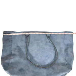 Saks Fifth Avenue Lg Dusty Blue Faux Suede Tote Shoulder Bag Minimalist Commuter thumbnail 8