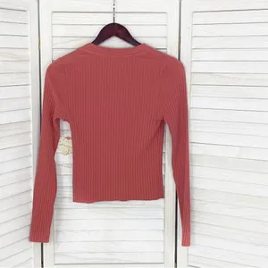 Self Esteem‎ Ribbed Knit V Neck Crop Shirt Spice Orange Medium thumbnail 8