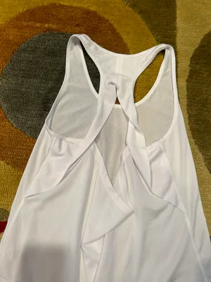 Zyia Active White Mesh Athletic Material Loose Long Tank Top Women’s Size Medium thumbnail 4