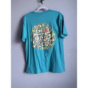 Buc-ee's Enjoy Every Moment T-Shirt Teal Floral Retro Graphic Tee Vibe Sz M NEW thumbnail 2