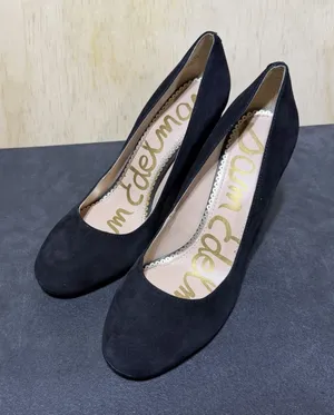Sam Edelman Black Suede Block Heel Pumps Women's Size 8 Round Toe Dress Shoes thumbnail 1