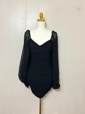 Hello Molly Expected Beginnings Ruched Mini Dress Black Size M thumbnail 3