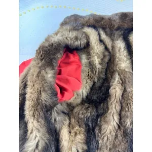 Vintage Red Fur Lined Bomber Jacket Heavy Winter Coat Real‎ Fur Trimmed Collar thumbnail 4