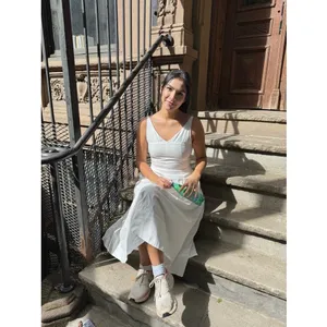 DUNST Women's White Flattering V-Neckline Skirt Flowy A-Line Maxi Dress Size XS thumbnail 15