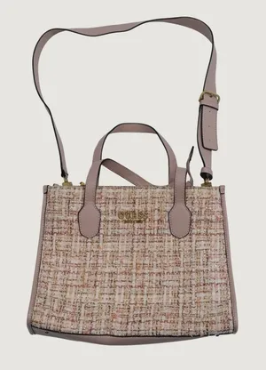 Guess Tweed Tote Women Pink Gold Coquette Small Crossbody Bag thumbnail 1