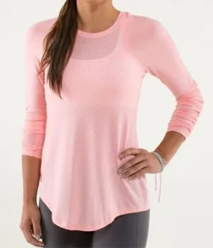 Lululemon‎ Pink Honeycomb Long Sleeve Performance Athletic Top Size 4 thumbnail 1