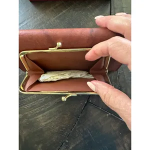 Vintage Buxton Brown Leather Organizer Clutch Wallet Checkbook Kiss Lock 25936-C thumbnail 7