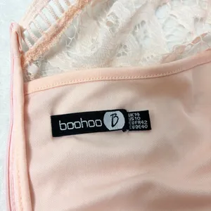 Boohoo Peach Lace Mini Dress Size‎ 10 V-Neck Sheer Sleeve Romantic thumbnail 10