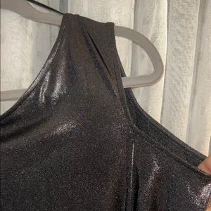 Michael Kors Size M Black Metallic One Cold Shoulder Top thumbnail 3