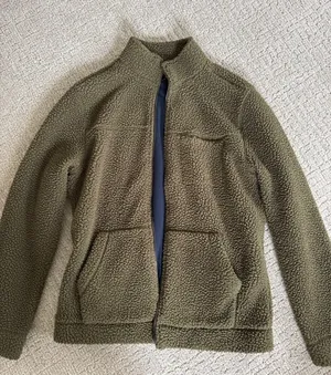 Banana Republic Olive Green Sherpa Zip-Up thumbnail 1