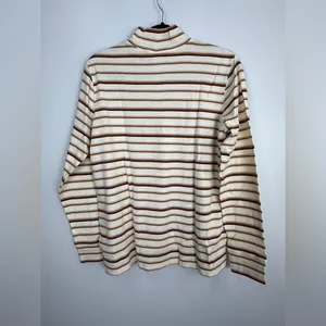 Lands' End Cream and Brown Striped Turtleneck‎ thumbnail 2