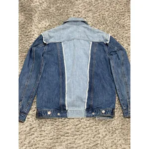 RD Style Womens Size XS Patchwork Denim Jacket Two Tone Blue Raw Hem Distressed thumbnail 7