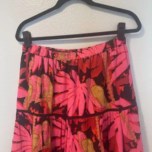J Crew Size-S-M Tiered Midi‎ Skirt Pink Palm Tropical Print thumbnail 6