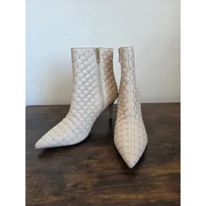 NEW Nanette Lepore Aubree Boots Quilted White Leather Gemstone Quiet Luxury 9 thumbnail 2