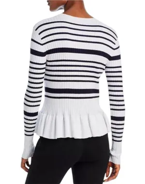 French Connection Crew Neck Peplum Sweater Womens Small Long Sleeve Stretch Knit thumbnail 2