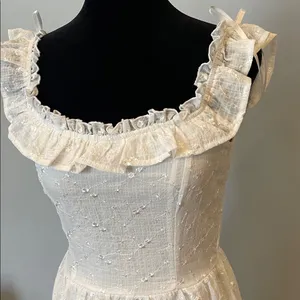 White Ruffled Eyelet Sundress - Women's Dress perfect summer dress thumbnail 2