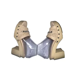 Franco Sarto Capri Clog Womens Platform Heel Sandals Straw Chain Beige Size 8 thumbnail 5