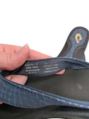 Olukai Womens Ohana Pa'i Flip Flops Beach Sandals US 9 Black Blue thumbnail 5
