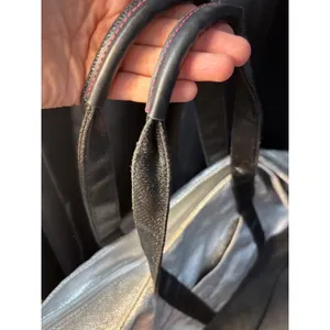 Victorias Secret Metallic Silver Black Tote Bag Large Travel Beach Gym Zip‎ Top thumbnail 5