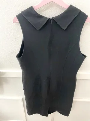 Carolina Herrera Black Collared Knit Dress Size 12 Mod 60's thumbnail 8