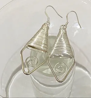 Silver tone Wire Wrapped Earrings thumbnail 4