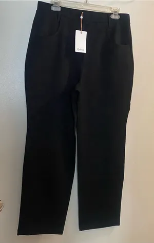 Quince Womens L Large 34x29 Black Ultra Stretch Ponte Pants 4 Pocket Casual NWT thumbnail 1