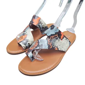 Franco Sarto Sandals Snake‎ Print Toe Ring Slip On Flats Size 8 thumbnail 1