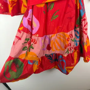 Farm Rio Tropical Fruit Printed Mini‎ Shirt Dress Small Multicolor Belted Resort thumbnail 5