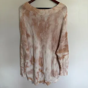 Aerie Womens XL‎ Peach Tie Dye Oversized Cotton Knit Scoop Neck Sweater Slouchy thumbnail 8