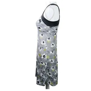 Patagonia Morning Glory Floral Dress Sz Small Gray White Stretch Sporty Active thumbnail 3