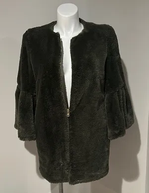 ELVI Boutique Dark‎ Hunter Green Soft zippered jacket with bell sleeves size 10 thumbnail 1