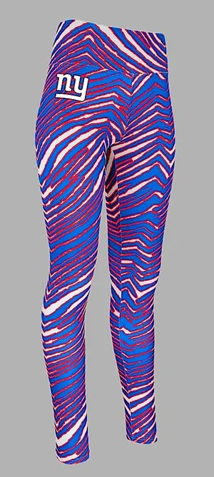 NWT NFL NY Giants Blue and Red Zebra‎ Print Leggings Lg thumbnail 1