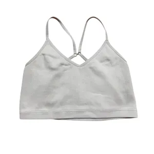 Abercrombie & Fitch Ribbed V-Neck Bralette Off-White Small thumbnail 3