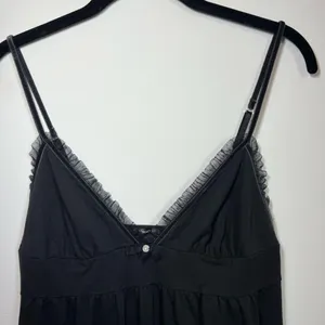 Victoria’s Secret Nightie Lingerie Slip Dress Black Lace Trim Cotton Soft Medium thumbnail 2