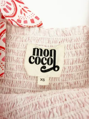 Mon Coco Lucy Convertible Smocked Tiered Maxi Midi Dress Red Vines Block Print thumbnail 11