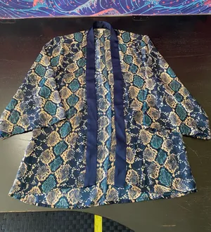 Guess Navy & Teal Snake-Print Kimono Blazer thumbnail 1