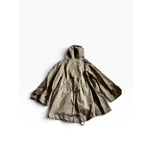 Zara Basic Parka Jacket Size Small Tan Utility Hooded Cotton Blend Coat thumbnail 2
