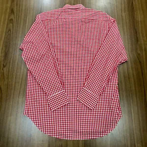 Thomas Dean Collegiate Arkansas Razorbacks Shirt Mens Medium Red Gingham Button thumbnail 4