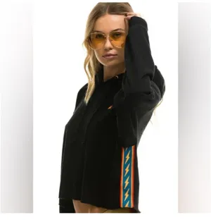 Aviator Nation Black Hoodie with Colorful Side Stripes thumbnail 4